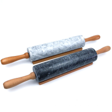 Polished Marble Rolling Pin with Wooden Handle